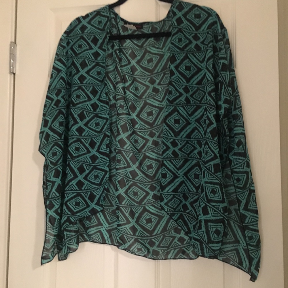 Green sheer cardigan.